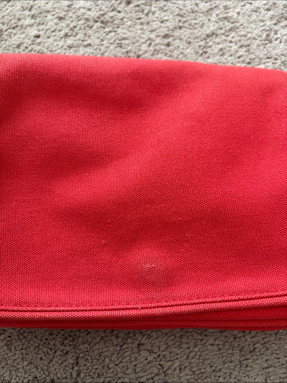 Red Canvas Crossbody Bag with Beige Strap - Picture 7 of 11